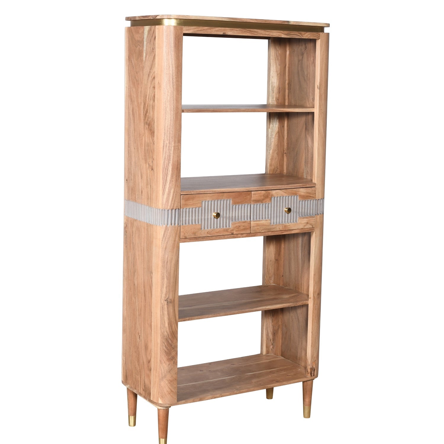Berkley Acacia Wood 2 Drawers Open Bookcase