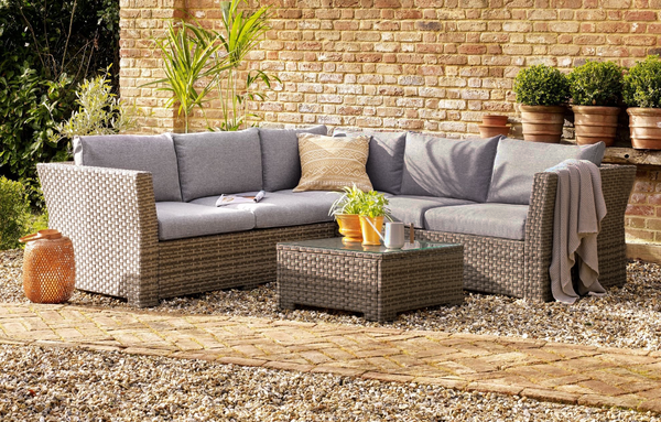 Chesterton Grey 5 Seater Corner Rattan Garden Sofa Lounge Set