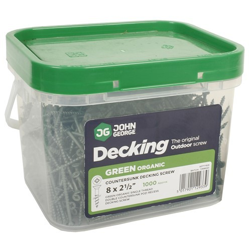 DECKING SCREW ORGANIC GREEN CSK POZI (TUB) 8x2.1/2