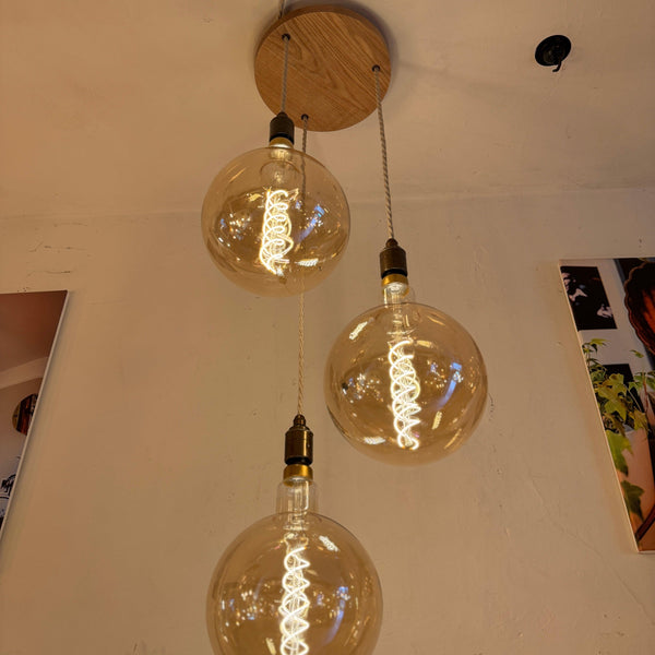 Triple Pendant Light Oak Disc