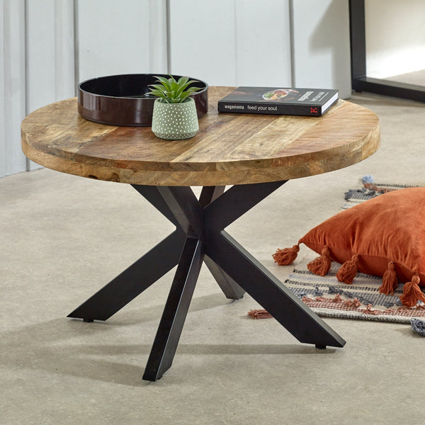 Merlin Mango Wooden Round Coffee Table Spider Legs