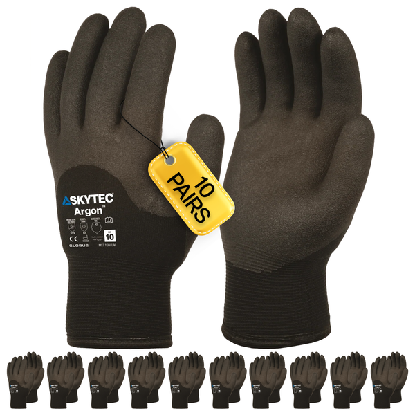 SKYTEC Argon Fleece Lined Thermal Insulated Water Repellent Work Gloves (PACK of 10 PAIRS)
