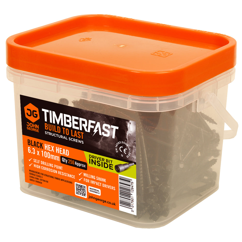 Timberfast Black Hex Head - Tubs (250 per box)