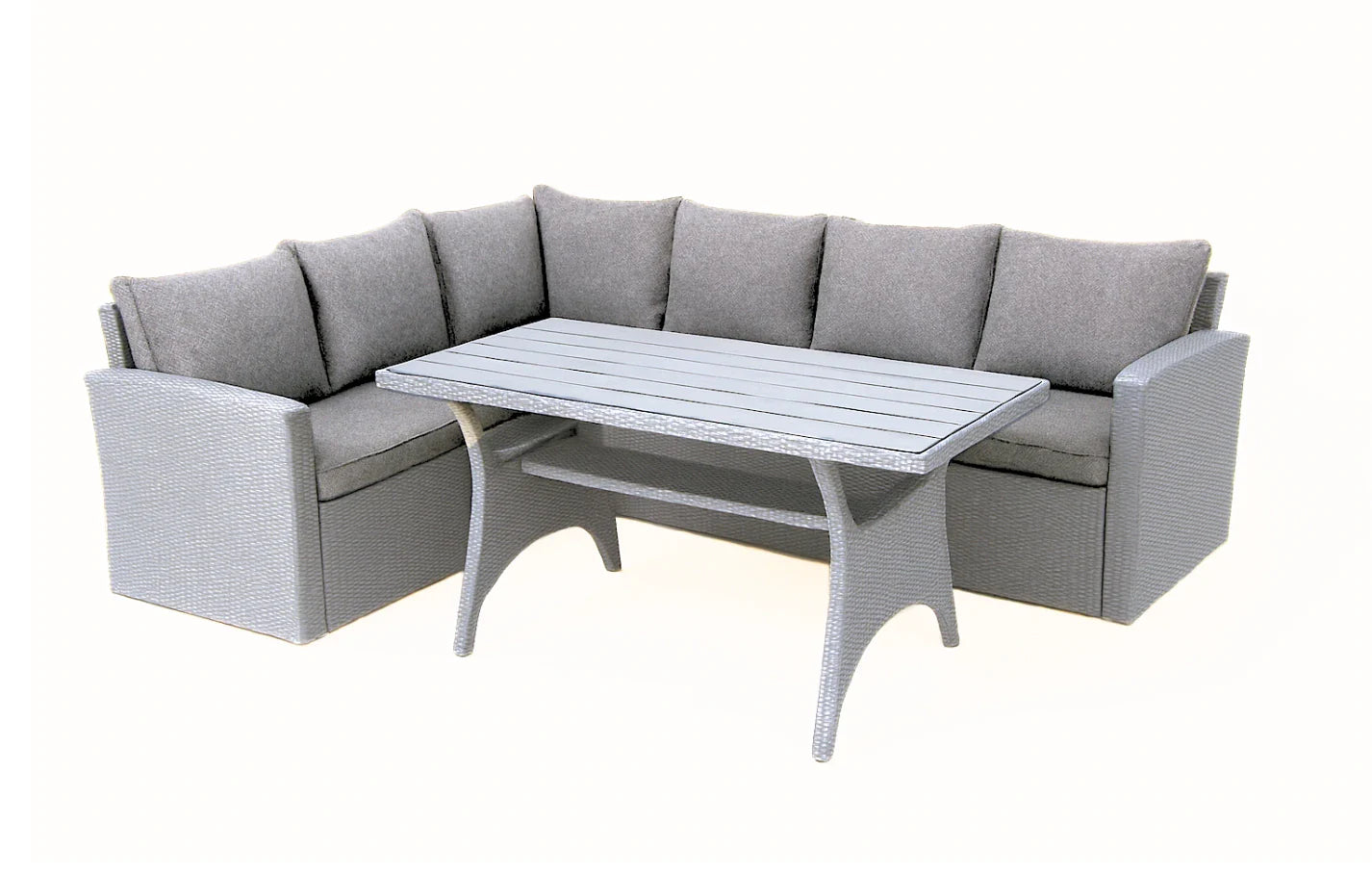 Stockholm 6 Seater Grey Rattan Corner Garden Dining and Lounge Set