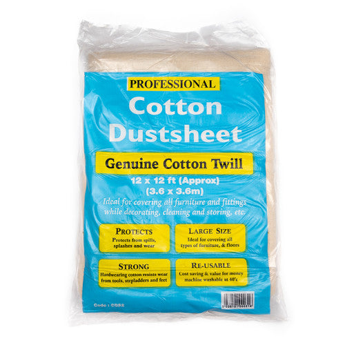 Cotton Twill Dust Sheet, 12' x 12' / 3.6m x 3.6m
