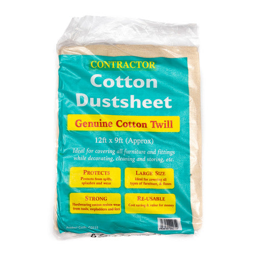 Cotton Twill Dust Sheet, 12' x 9'/ 3.6m x 2.7m