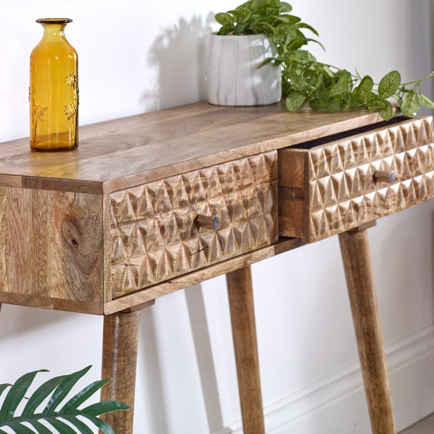 Marlow Light Mango Wood Console Table with 2 Drawers