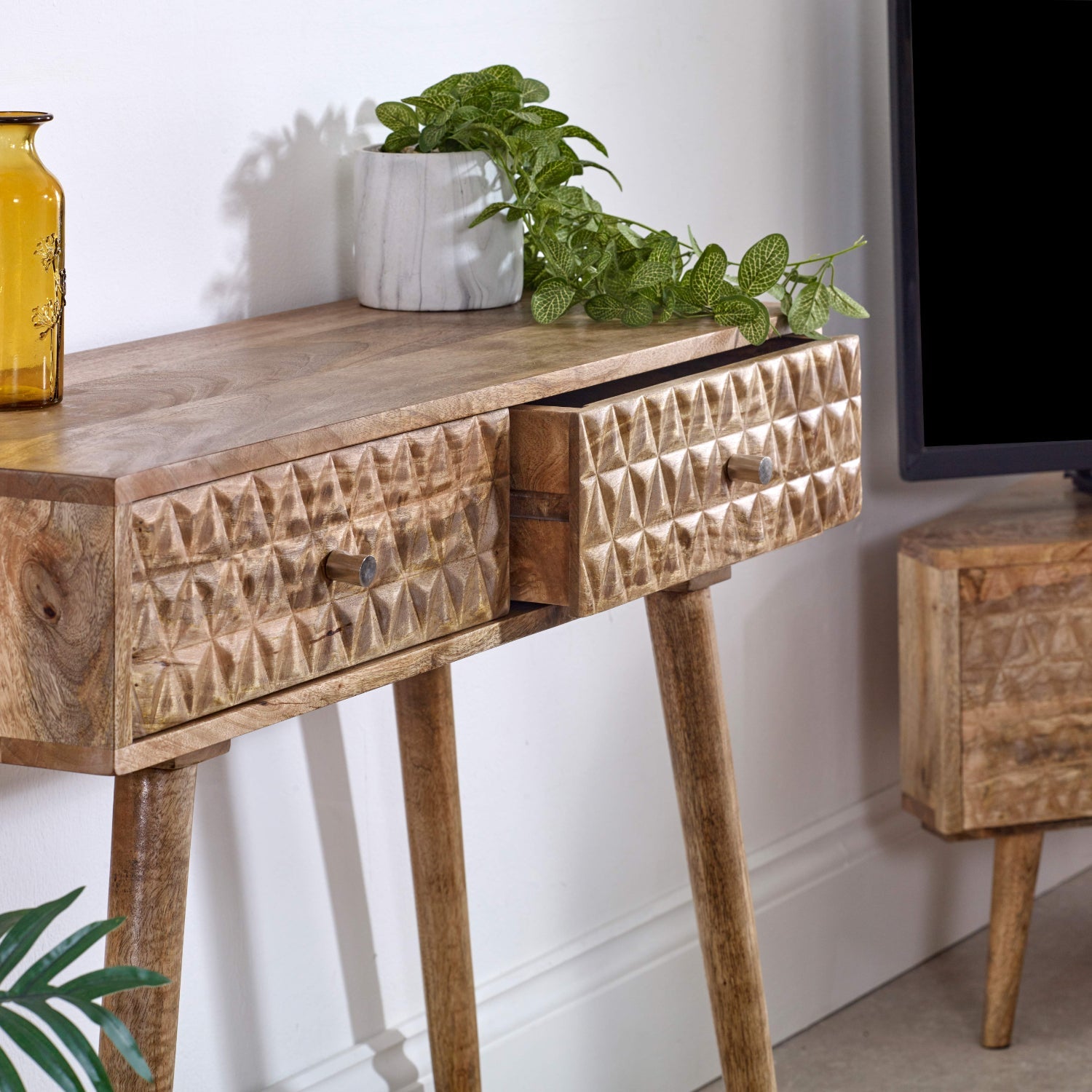 Marlow Light Mango Wood Console Table with 2 Drawers