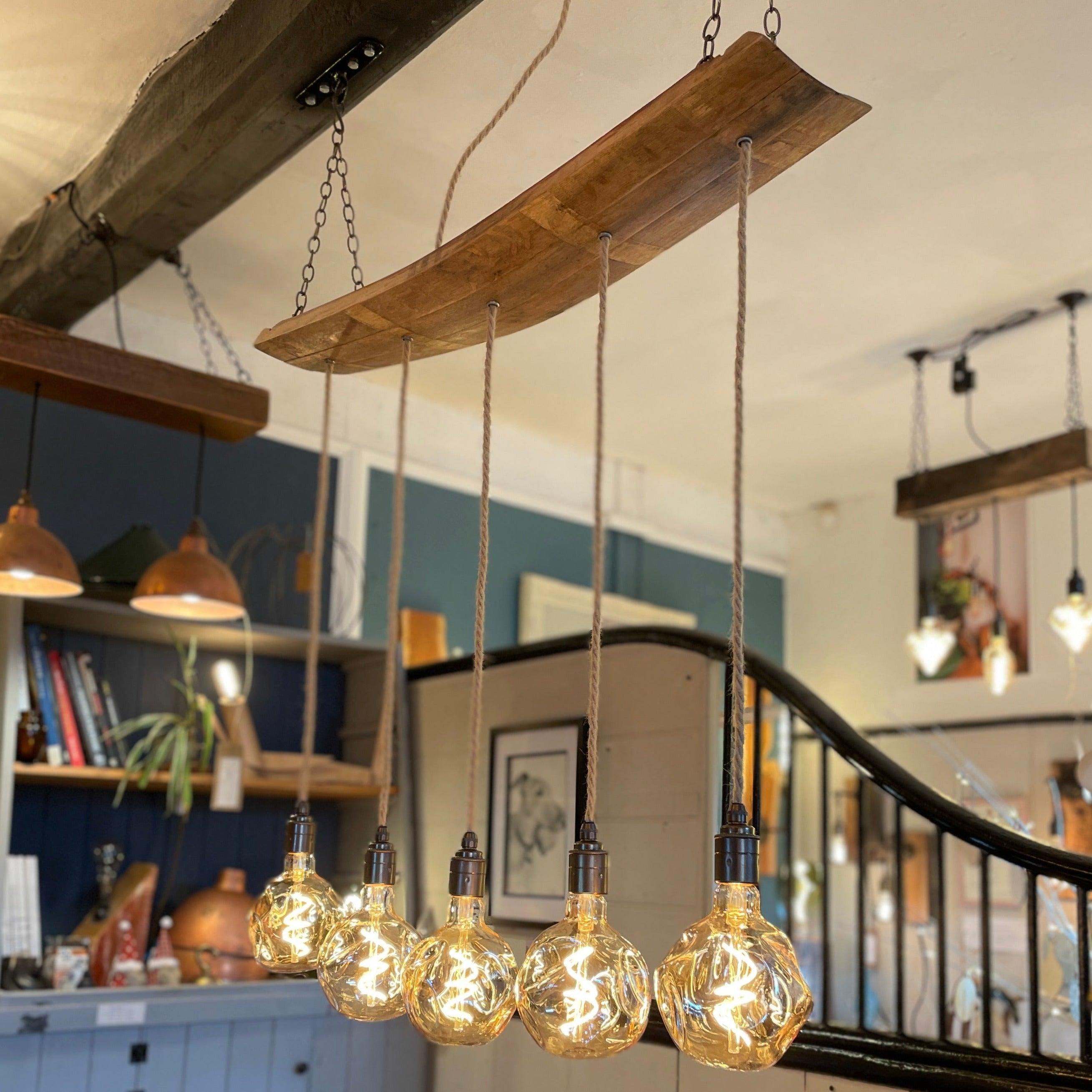 Curvey Oak Stave Chandelier