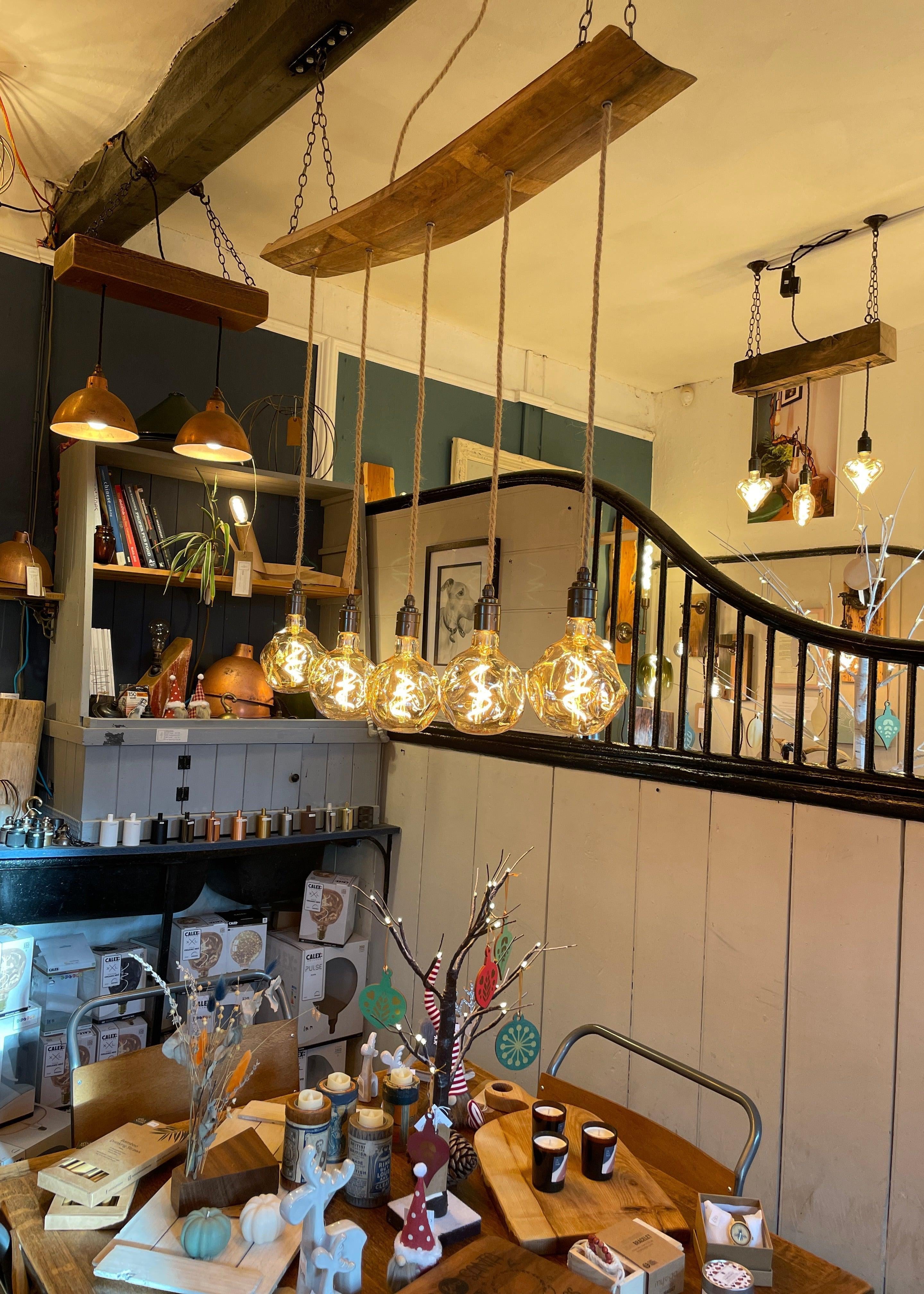 Curvey Oak Stave Chandelier