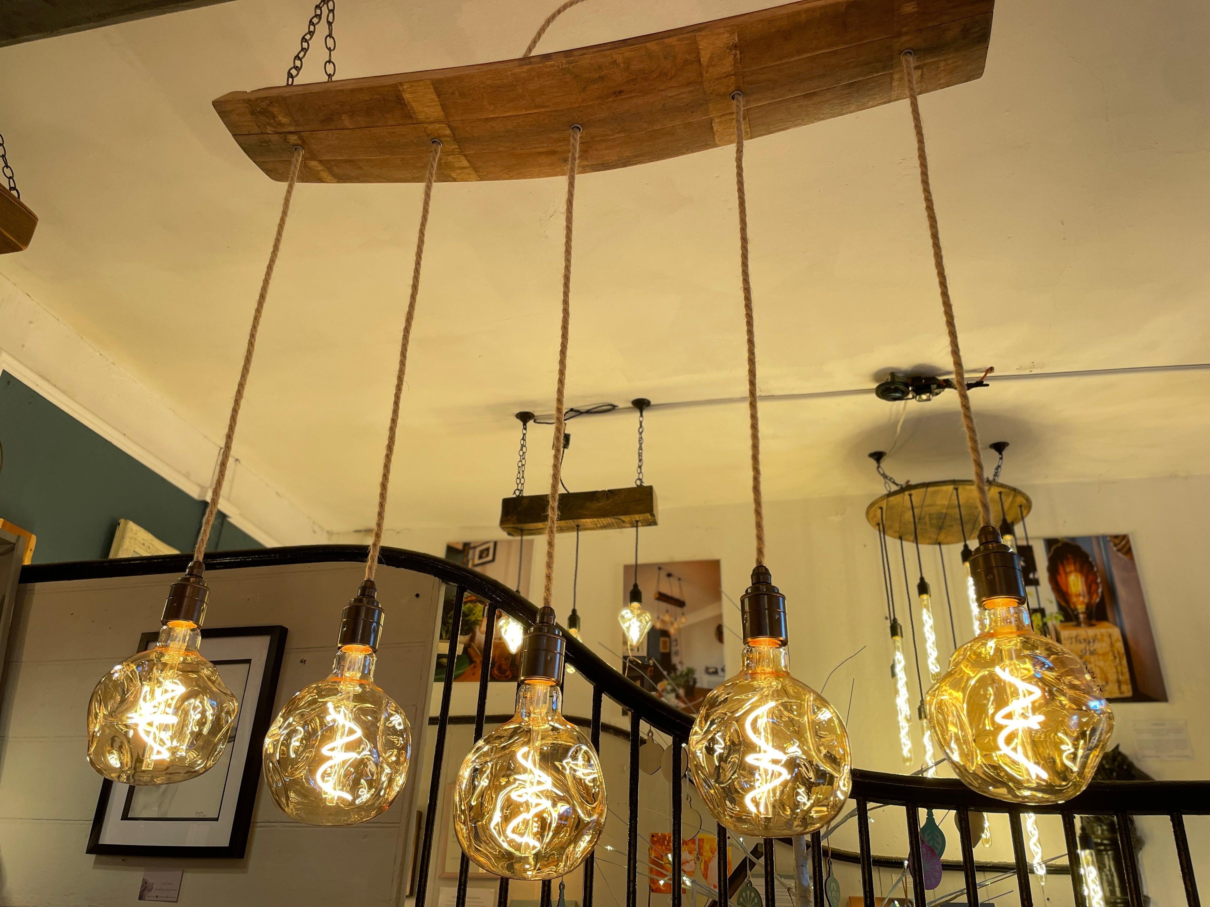 Curvey Oak Stave Chandelier