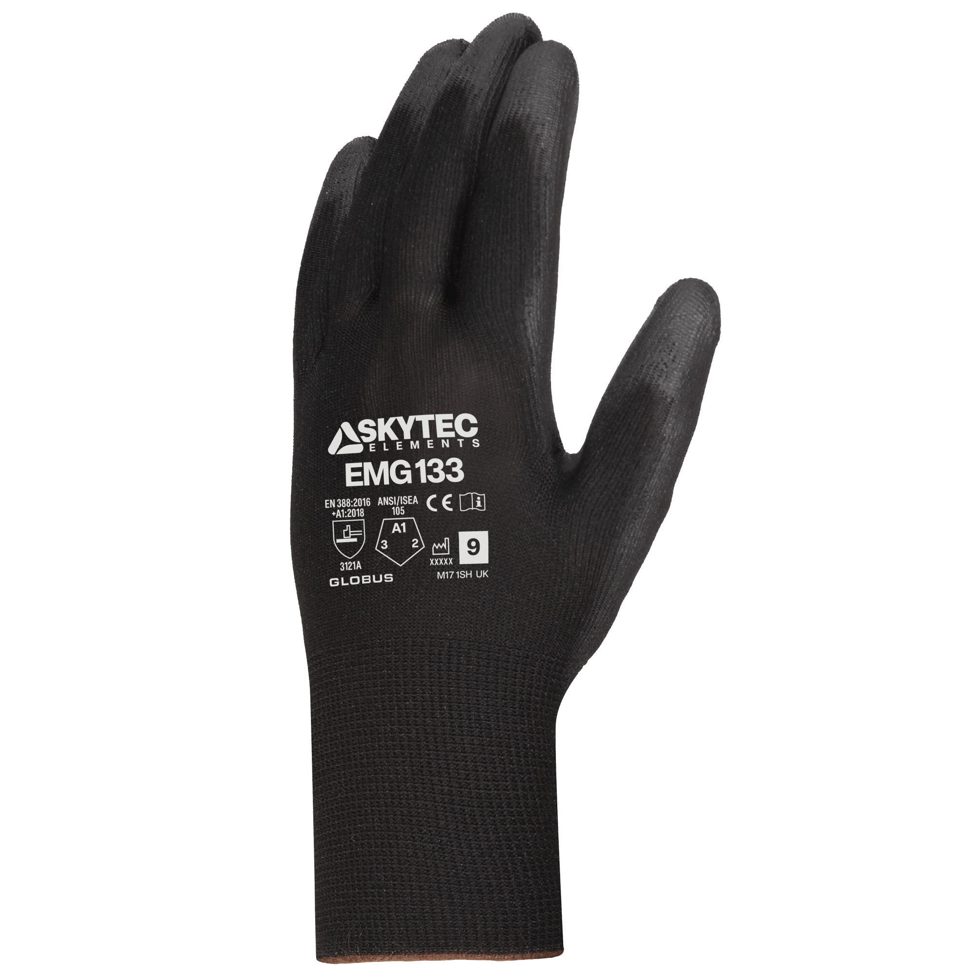 SKYTEC ELEMENTS EMG133 Black Multi Purpose PU Palm Coated Work Gloves