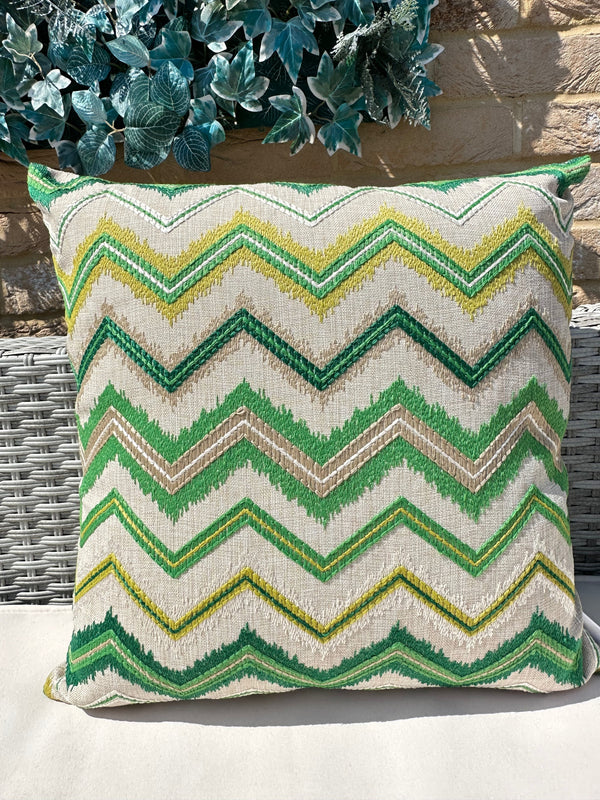 The Couture Cushion - The Outdoor Green Zig Zag - Style No. 139