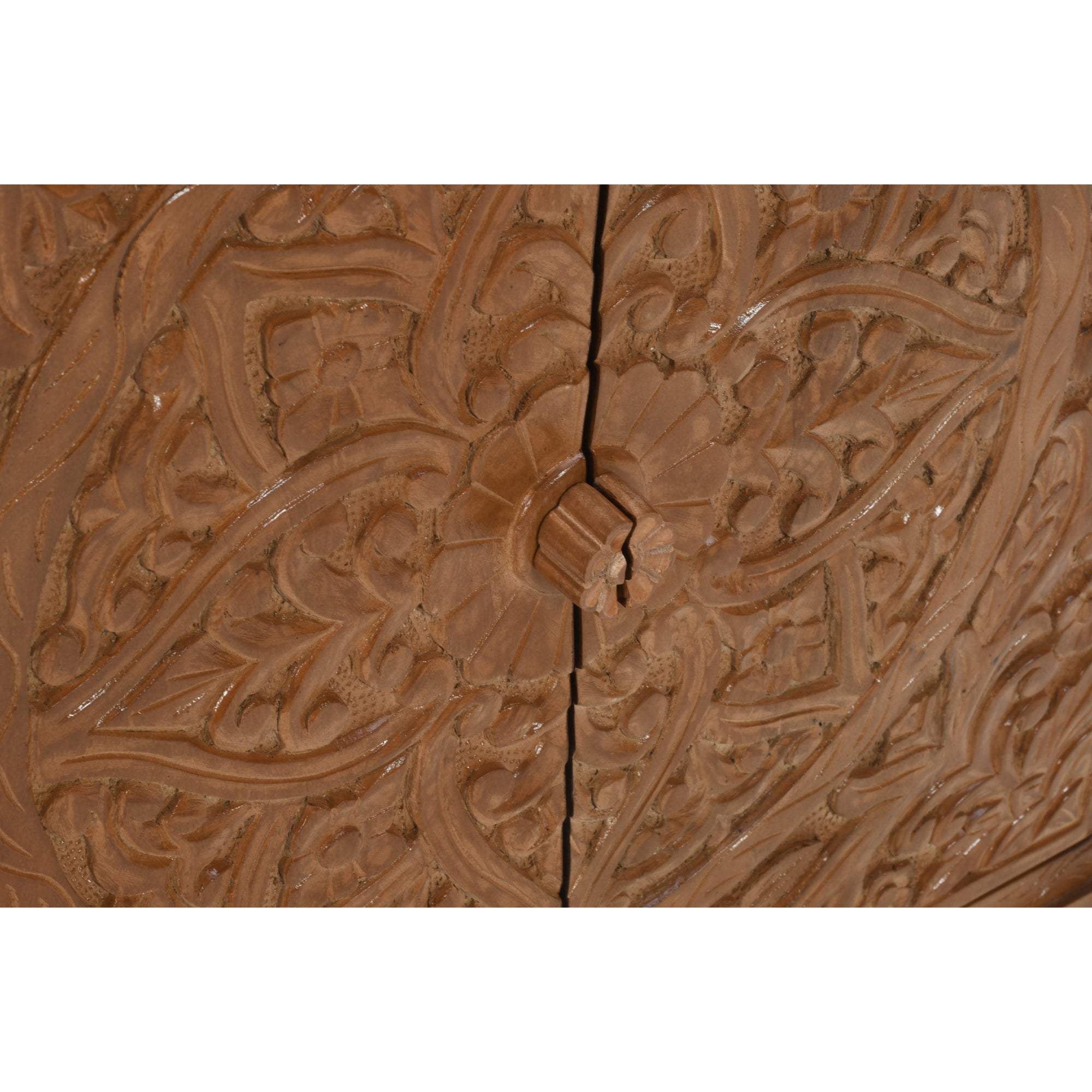 Carved Mango Wood Sideboard With 2 Doors