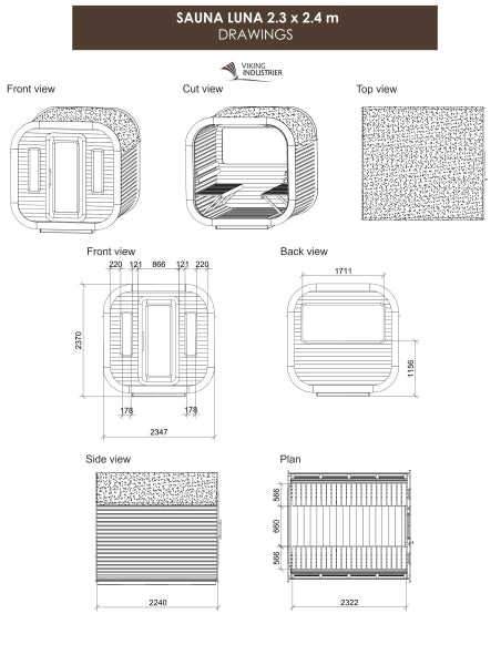Sauna LUNA 2.3 x 2.4 m
