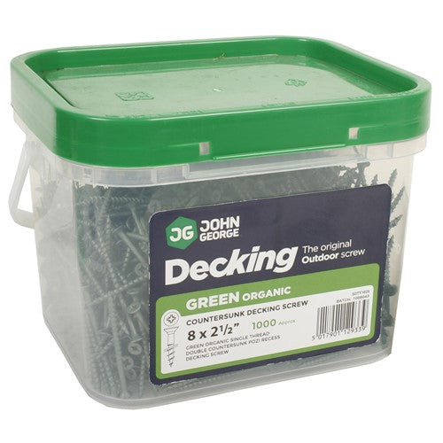 DECKING SCREW ORGANIC GREEN  (TUB) 8x2.1/2 (1000)