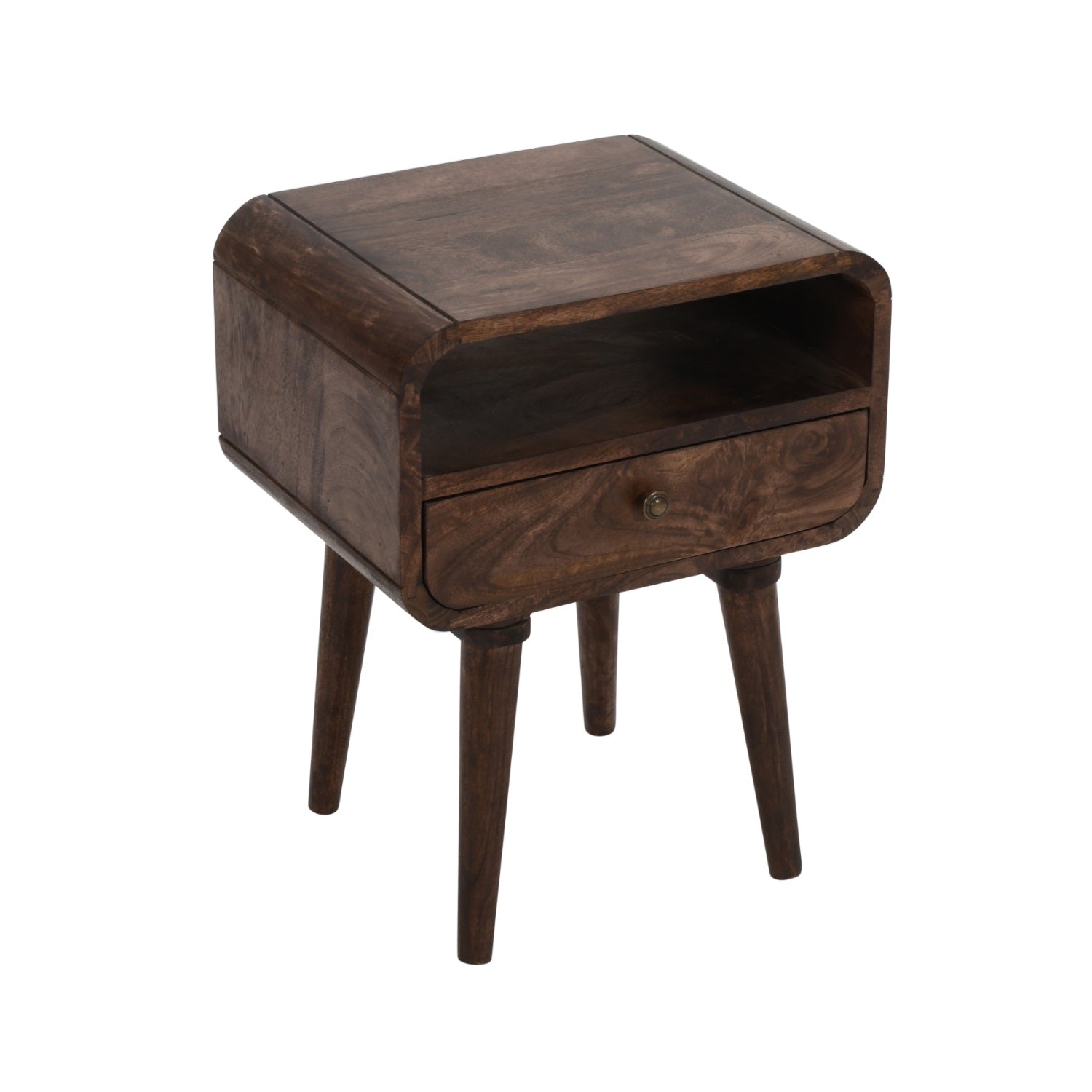 Franklin Dark Mango Wood Bedside Table with Drawer